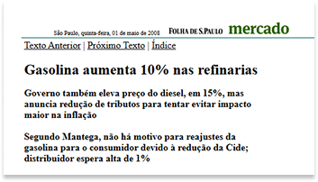 Gasolina aumenta 2008
